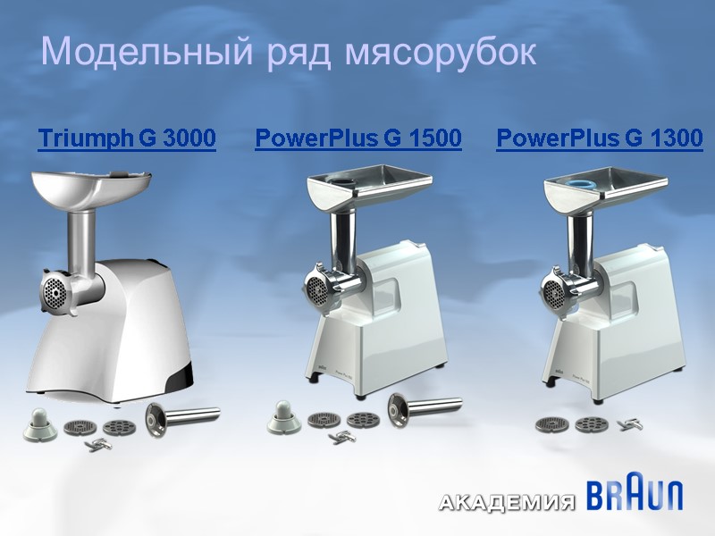 Модельный ряд мясорубок PowerPlus G 1500 PowerPlus G 1300 Triumph G 3000